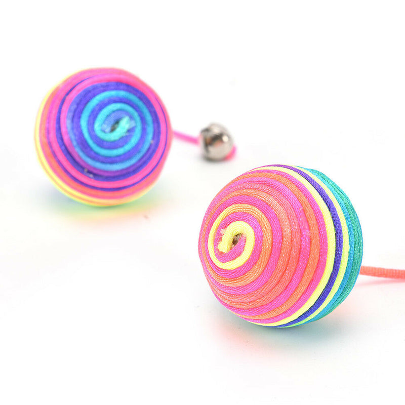 cat kitten dog pet colorful bell nylon ball playing toys gifts chew squeak tbTE
