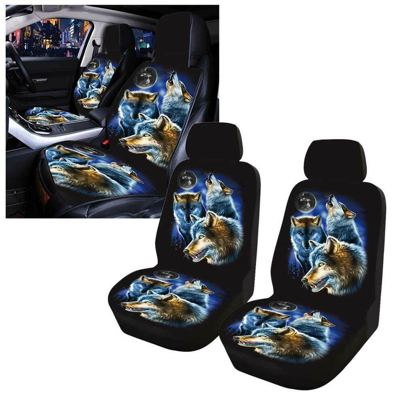Front Saddle Washable Wolf Printed Car Seat Cover Anti Slip Interior Decoration