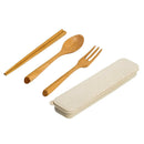 3PCS Portable Wooden Chopsticks Spoon Fork Set with Box for Picnic Healthy