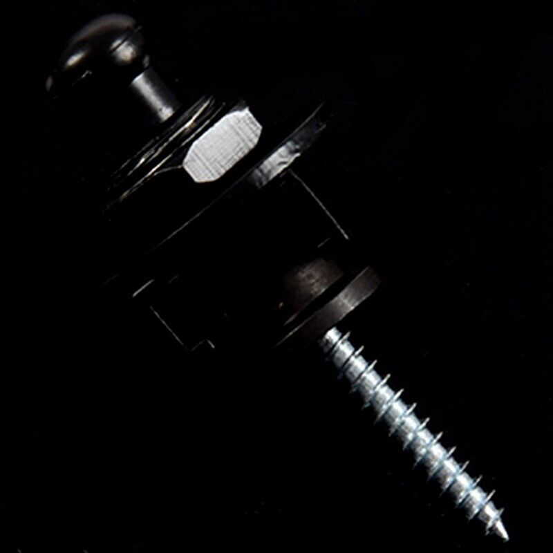 Strap Lock Straplocks Round Head for Electric Guitar Bass Black
