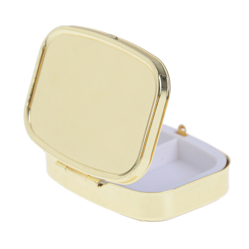 Square 2Grid Moistureproof Metal Folding Pill Case Medicine Storage  Contai OZ