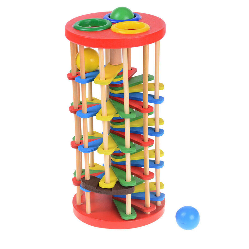 Pound And Roll Wooden Tower With Hammer Knock The Ball Roll Off Ladder KidsT Gw
