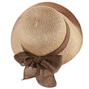 Women'S Sun Straw Hat, Big Brim Hat Bowknot Summer Hat Foldable Roll Up Flo