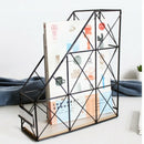 1X(Simple Iron File Storage Rack Office Supplies Display Rack Desktop Grid