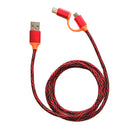 2-in-1 Nylon Type C Cable Micro 2 USB Data Sync Fast Charging Cable