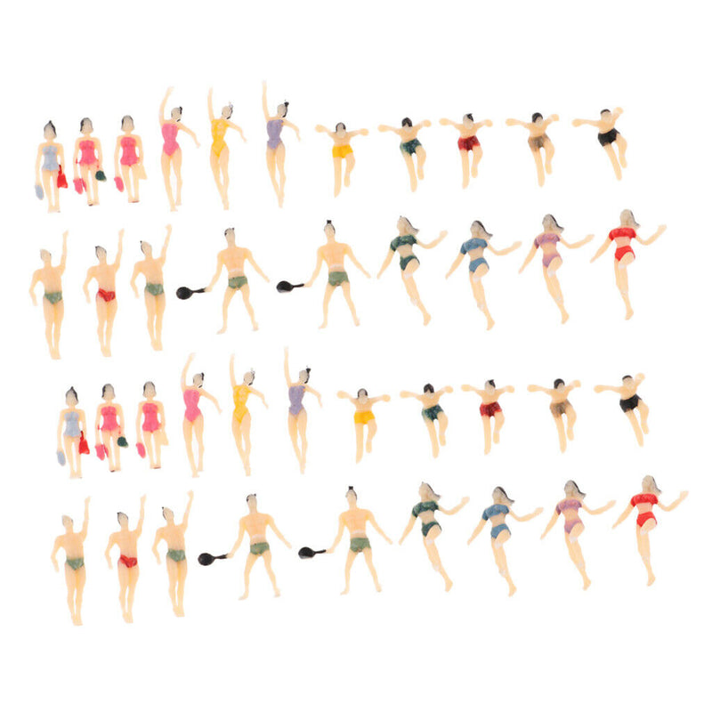 40x HO Gauge Painted 1:100 Peoples Miniatures Swimmer Set Layout Diorama