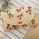 Summer New Cherry Straw Messenger Bags Woven Day Clutch Flap Bag Beach Pack Q1Y5