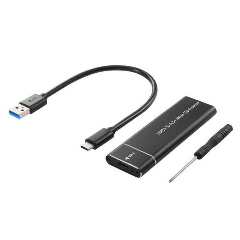 USB Type-C M.2 NVMe SSD Enclosure M-Key PCI-E Case (Black USB-A to USB-C)