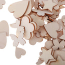 100Pcs Each Pack Mixed Shapes Wooden Pieces Crafts Wood Decoration, CUTE, for