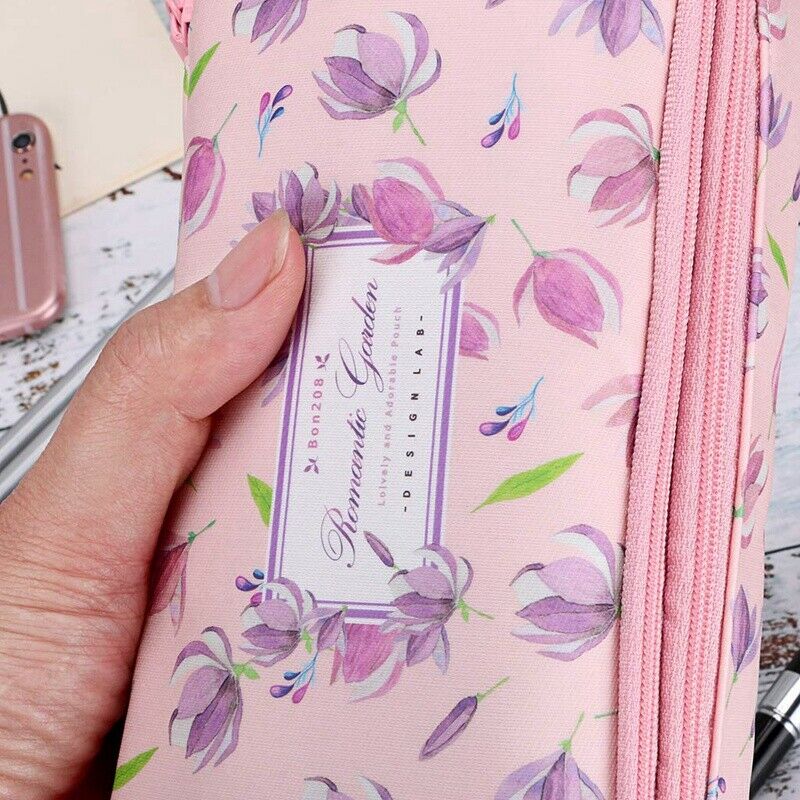 bon208 Floral Pencil Case with Compartments -High Capacity Double Layers Pe I4Y5