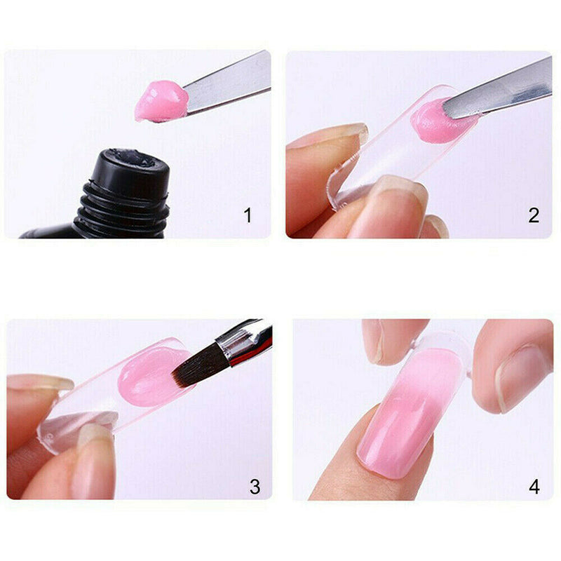 Nail Brush Pen Dual-ended Slice Shape Tool LED UV Poly Gel Manicure Set