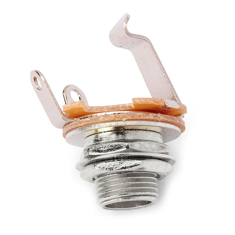 Electric Guitar Nickle Mono Input Output Jack Socket 6.35mm 1/4inches 10 Pcs