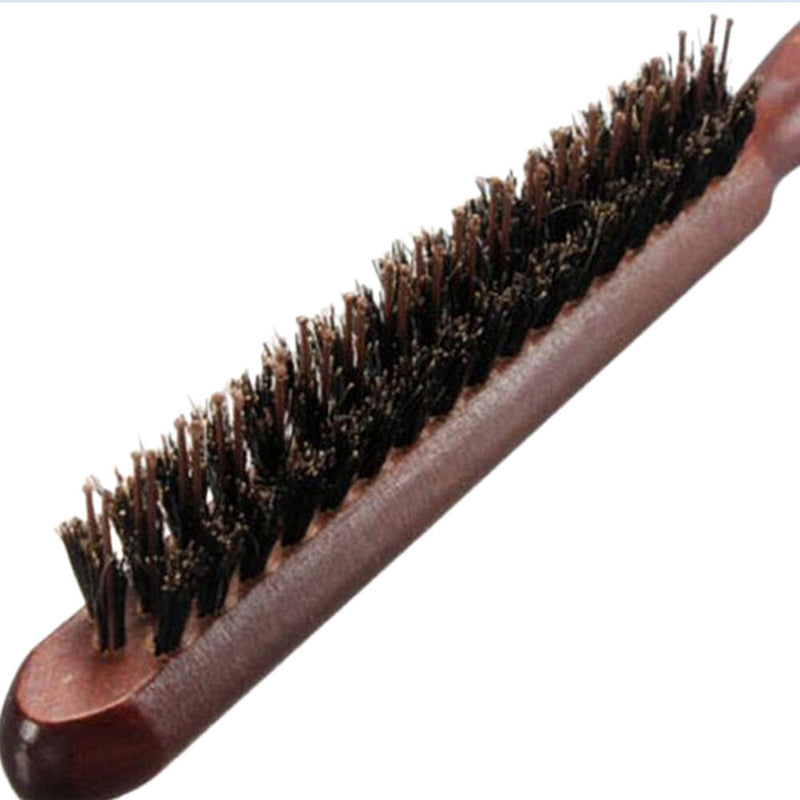 1X Wood Handle Natural Boar Bristle Hair Brush Fluffy Comb Hairdressing Barbe Bj