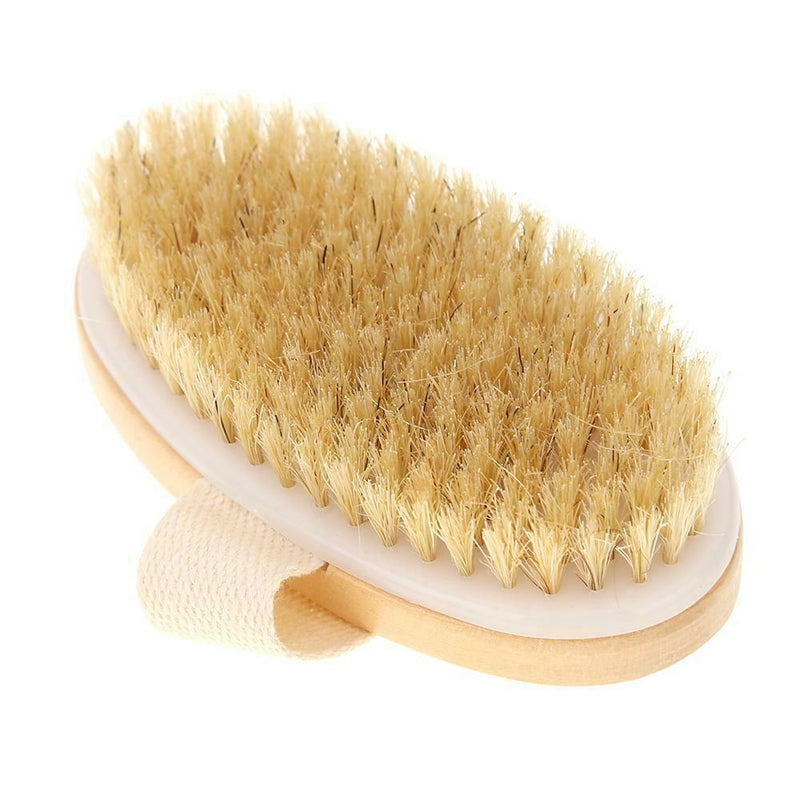 Soft Natural Bristle SPA Brush Wooden Bath Shower Brush Skin Body Massager