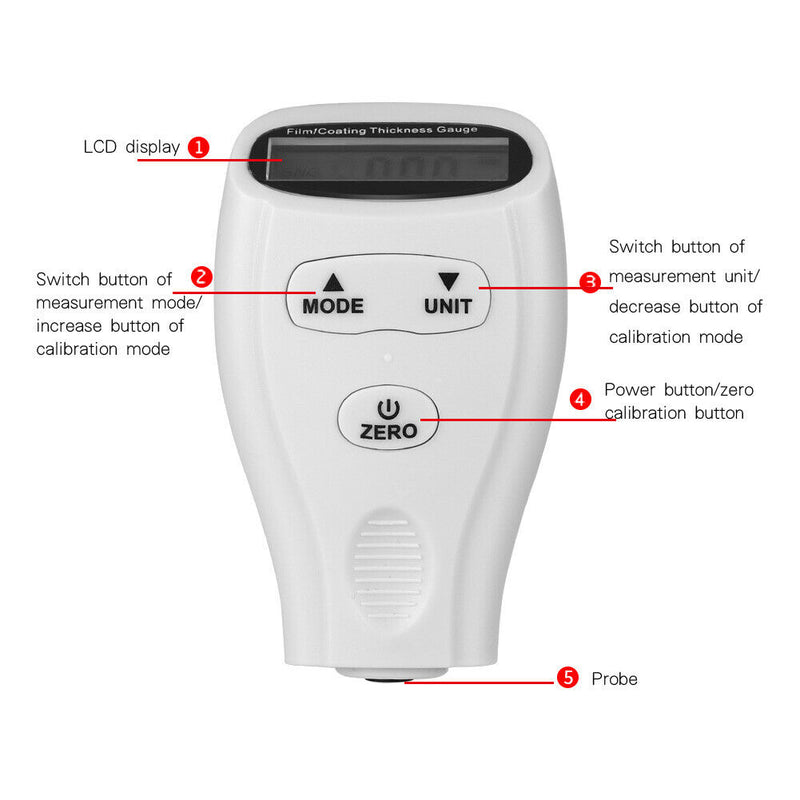 Thickness Gauge Tester High Performance GM200A Digital Car Paint Coating Carry