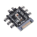 Splitter Cooler Fan Hub Computer SATA 1 to 8 3pin 12V Power Socket PCB AdapterME