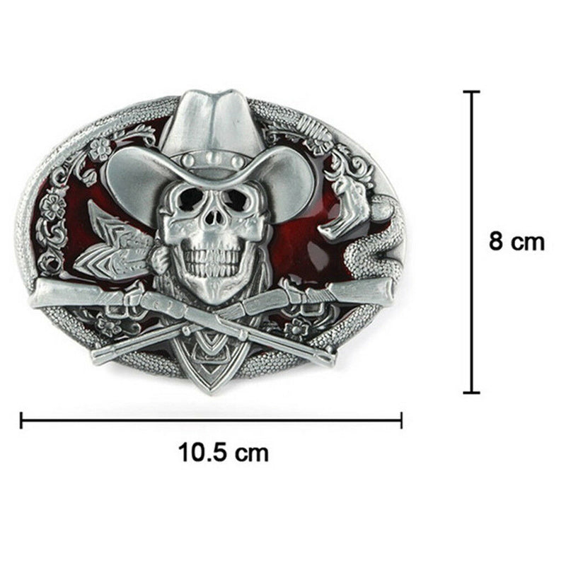 Gothic Skeleton Ghost Head Halloween Hip Hop Cowboy Biker Mens Belt Buckle