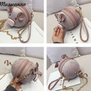 Korean Fashion Suede Women For Bag Pig Small Round Bag Chain Female Shoulde