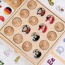 Wooden Memory Match Chess Game Kids Puzzle Montessori Educational Toys