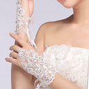 Women Ladies White Lace Bow Short Bridal Gloves Wedding Prom Party Gloves WCV