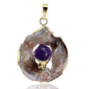 Dedicate Natural Amethyst Agate Irregular Pendant For Necklace Hollow Purple
