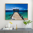 5D DIY Full Round Drill Diamond Painting Seaside Plank Road Cross Stitch