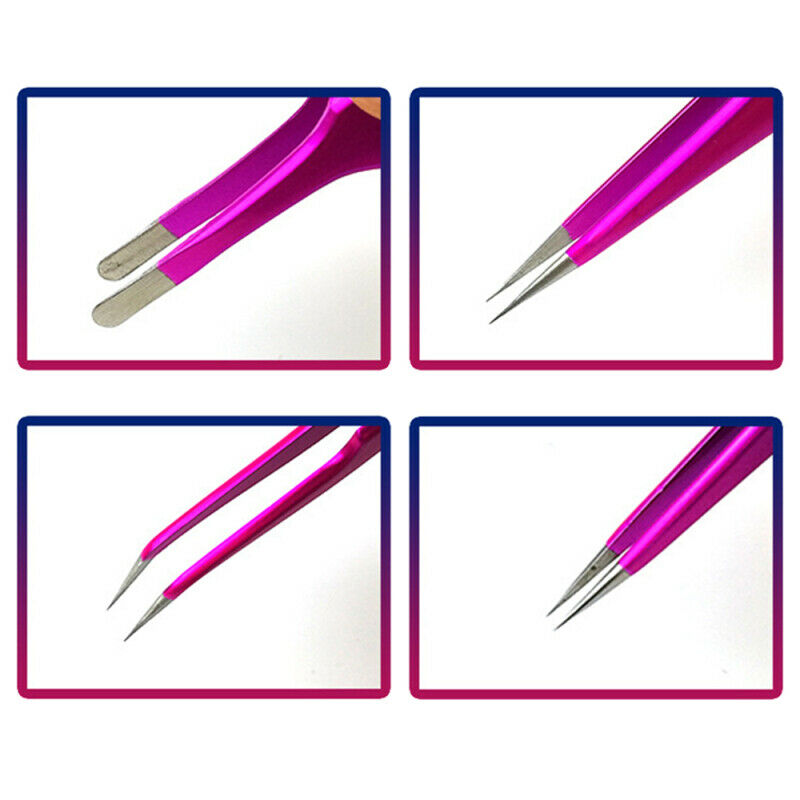 4x Electroplated Colorful Tweezers Precision Stainless Steel Anti-static Tweezer