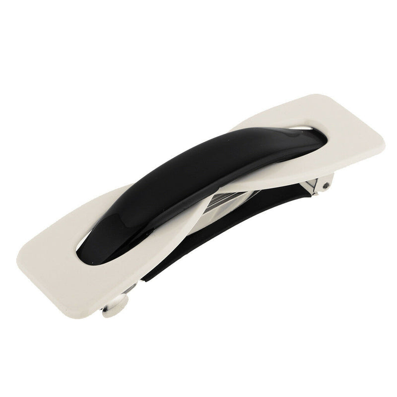 Black and White Spring Fastening Barrette Grips Ponytail Hair Clips Clamp