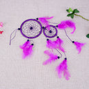 Double Ring Purple Feather Dream Catcher Wall Hanging Home Car Decor Craft