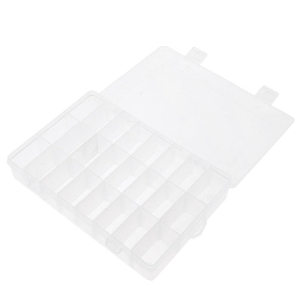 24 Slots Adjustable Grids Jewellery Storage Box Beads Craft Organizer Case