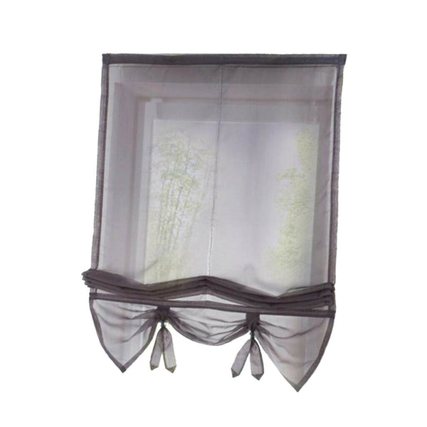Solid Gray Roman Curtains Sheer Window Shade Blinds (Rod Pocket 120x155cm)