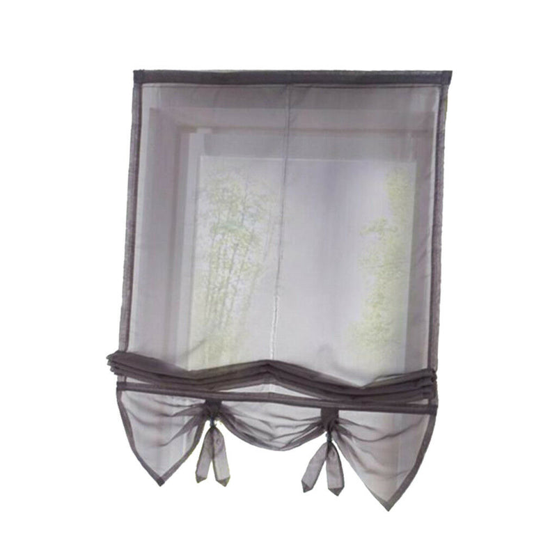 Solid Gray Roman Curtains Sheer Window Shade Blinds (Rod Pocket 120x155cm)