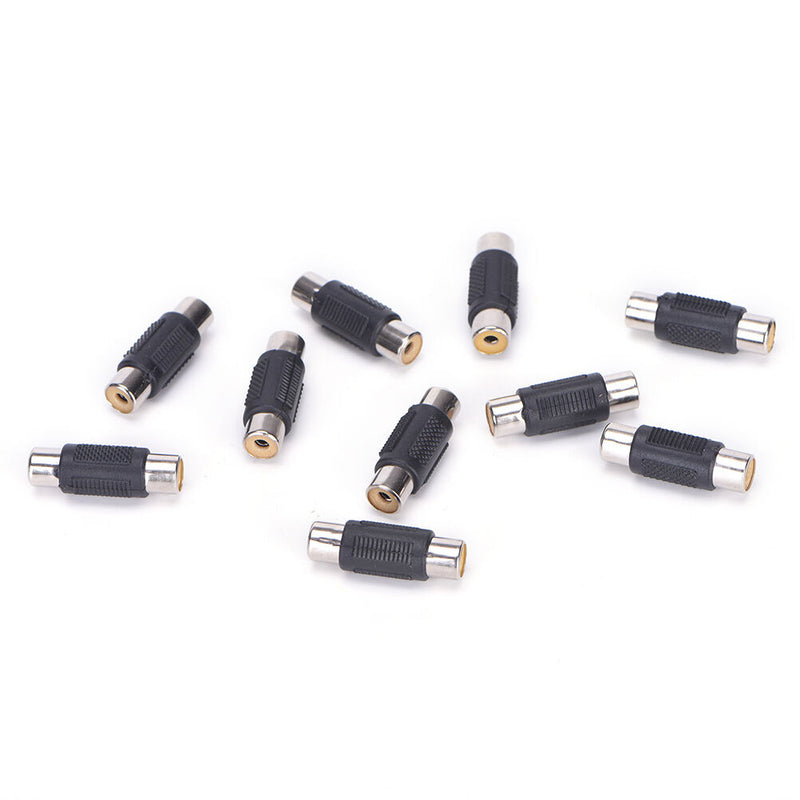 10X RCA Female to Female Coupler Plug Audio Video AV Cable Adaptor RCA Joiner JR