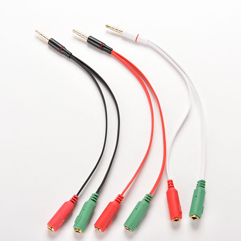 1x3.5mm  Audio Mic Splitter Cable Earphone Headphone Adapter male to 2 Female MO