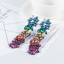 Fashion Women Colorful Rhinestone Statement Geometric Long Charm Drop Earrings