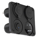 1 Gang Blue LED Rocker Switch Panel Voltmeter 4.2A Dual USB Port 12V Outlet