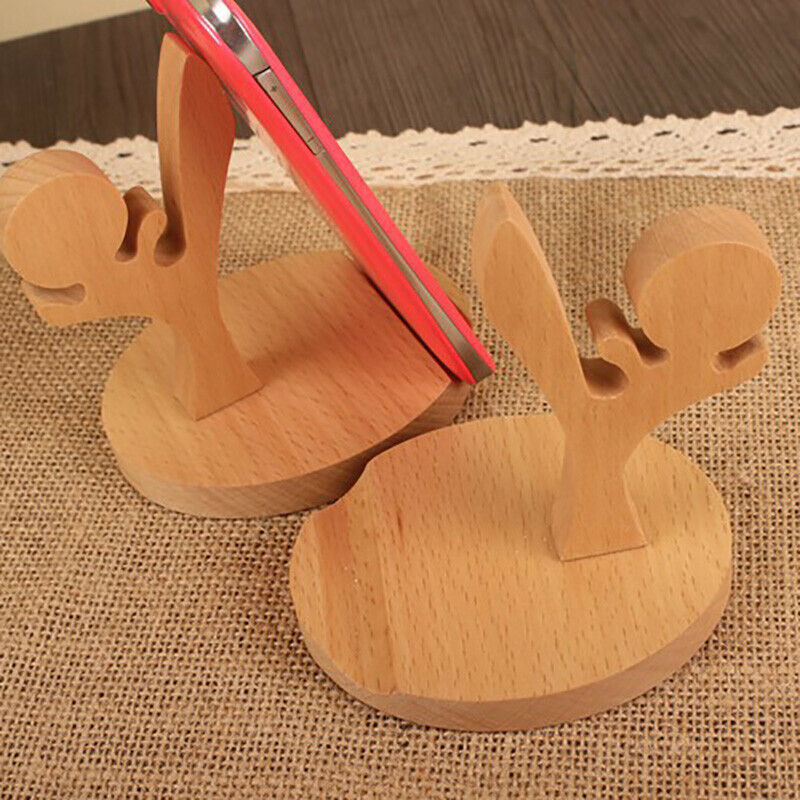 Universal Unique Wooden Kufung Style Cellphone Holder Stand Bracket For Iph T7R2