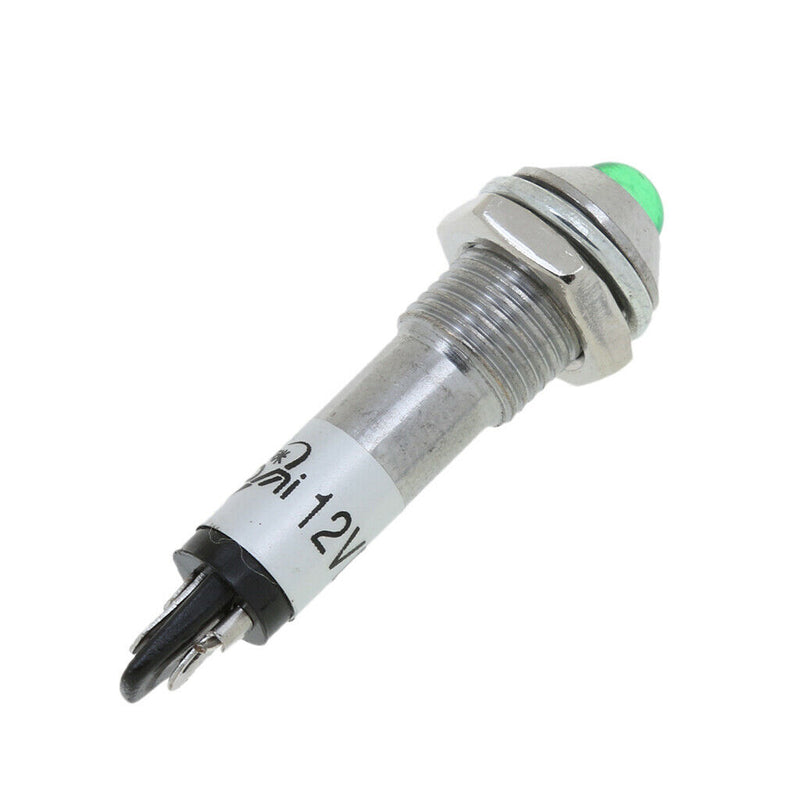 10pcs 8mm 12V Green LED Metal Indicator Pilot Light XD8-2