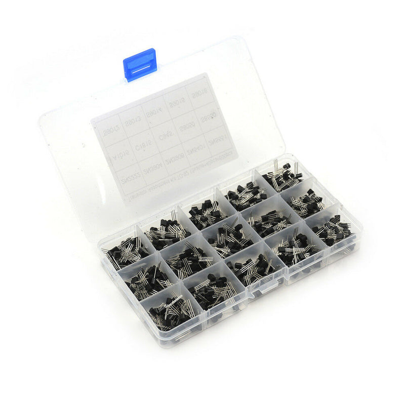 New 600Pcs (15 Value x 40 Pcs)/set Transistor TO-92 Assortment Box Kit Gw