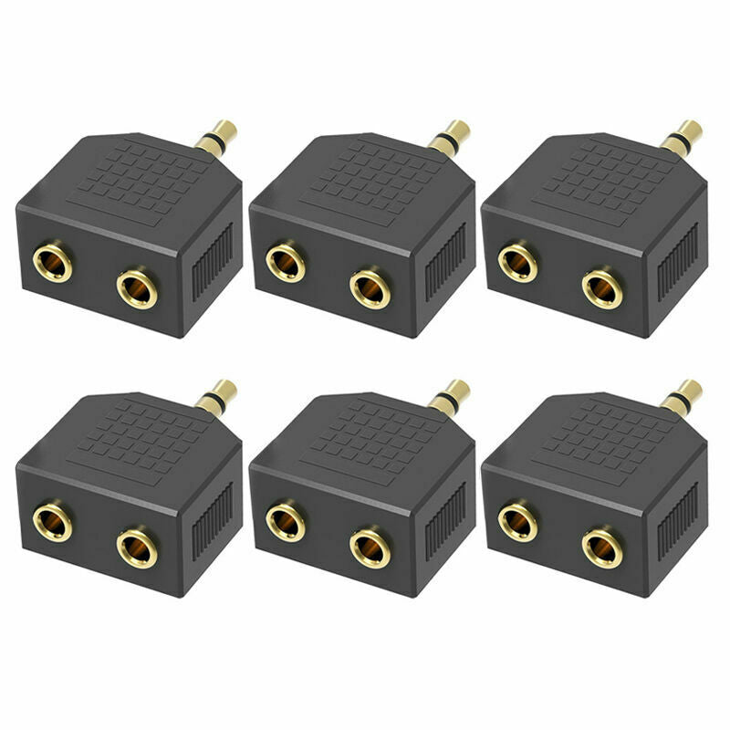 Audio Double Jack Plug Headphone Y Splitter 1 Male Adapter to AUX Female BI V2L5