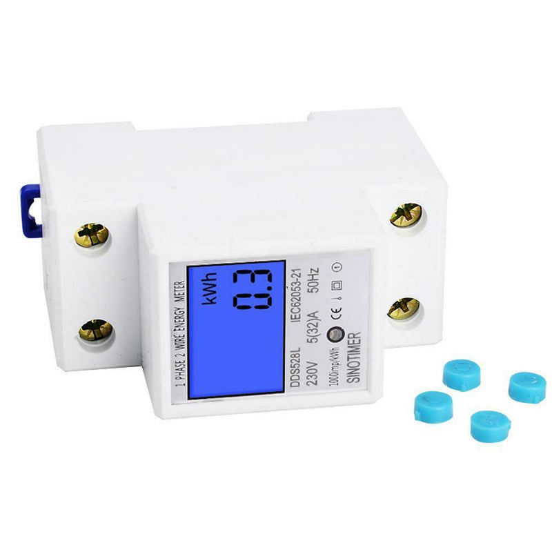 5-32A 230V 50Hz Digital Rail Single Phase Wattmeter Power Consumption Watt M A