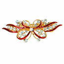 Red Butterfly Plastic Rhinestone French Hair Clip Barrette for Woman H1P1