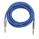 Nylon Braided 6.35mm 1/4 TRS Male Cable Patch Connector for Guitar Bass 5m