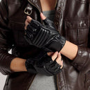 Men'S Outdoor Exercise Sport Mens Half Finger Leather Glove Leather Black C