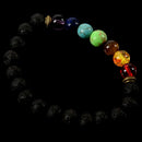 7 Chakra Healing Bracelet Black Lava Beads Reiki Buddha Prayer Stone Men's