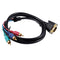 1.5M 4.9Ft VGA 15 Pin Male to 3 RCA RGB Male Video Cable Adapter Black F8R1