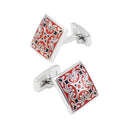 Enamel Square Pattern Cufflinks Cuff Links Brass Fashion 18x18mm Work