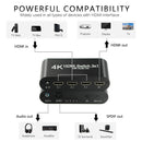 3 Input x 1 Output 4K 4:4:4 HDMI Video Switcher Splitter Adapter w/ 3.5mm Cable