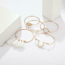 5pcs Boho Bracelet Tassel Shell Stone Pendant Bangles Women Beach Jewelry