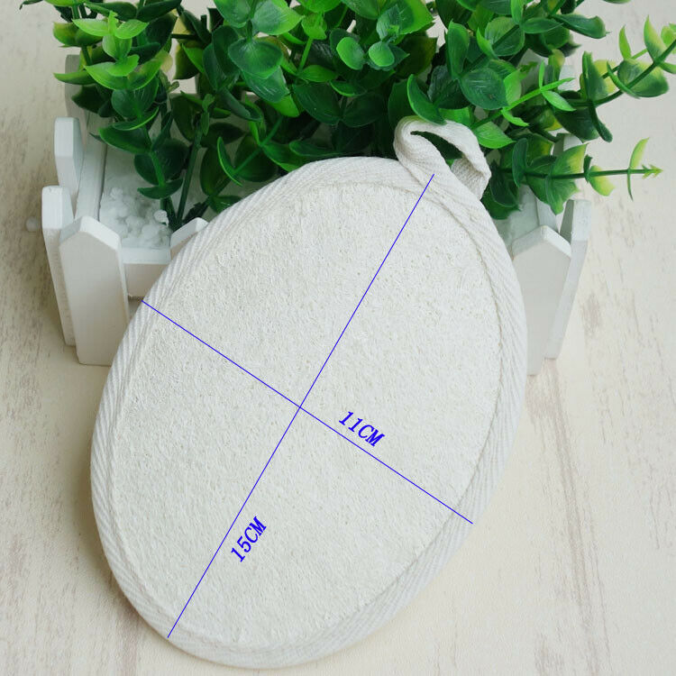 4pcs/lot 11x15CM white Oval Natural Loofah Shower Brush Exfoliating Shower  Z5J9